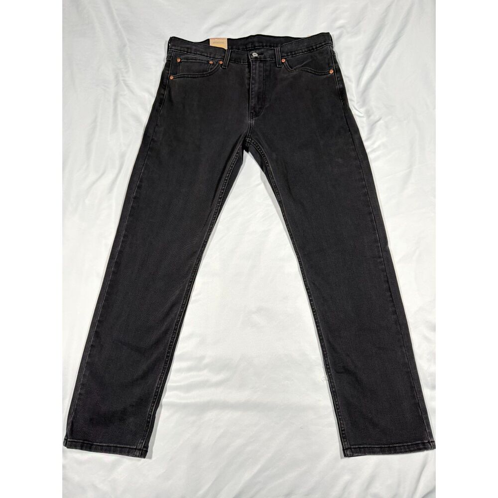 NWT Levi’s 502 Taper Jeans Men’s 36x32 Black Stretch Denim Regular Fit Tapered